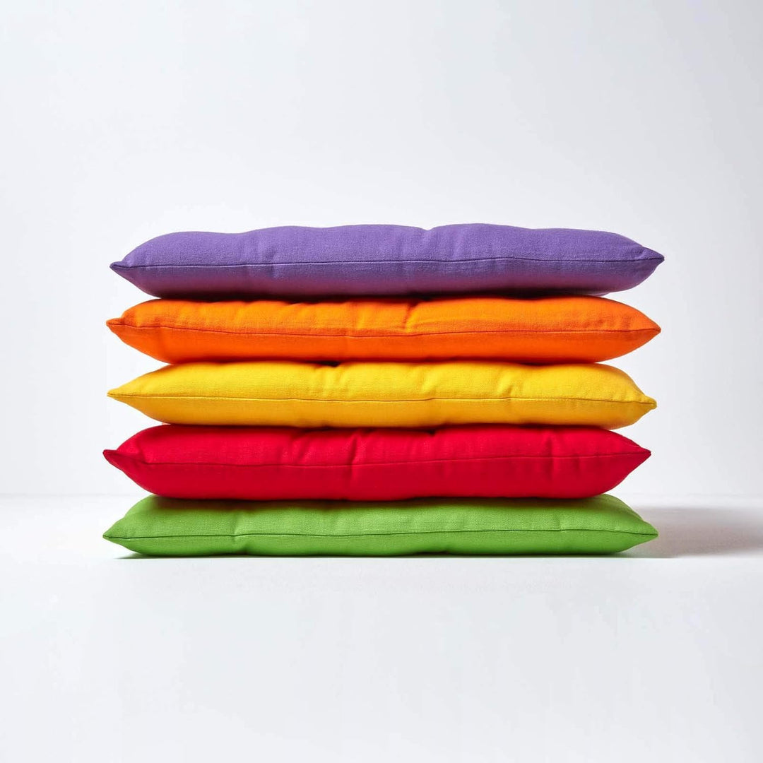 Homescapes 6er Set Stuhlkissen 40 x 40 cm, gelb, Sitzkissen mit Bändern und Knopfverschluss, einfarb