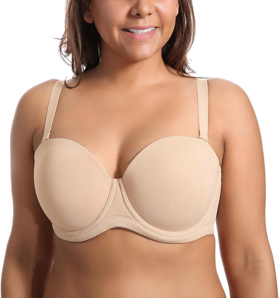 DELIMIRA Damen Trägerloser BH - Bügel BH mit geformte Cups 70F Beige, 70F Beige