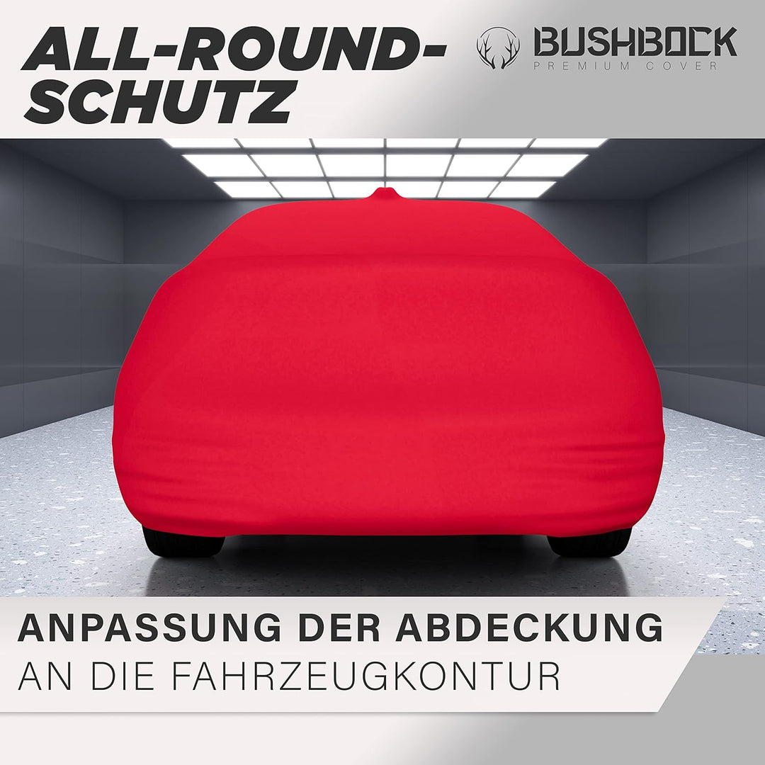 BUSHBOCK® Premium Autoabdeckung Indoor - Satin Schutzhülle Stoff - Abdeckplane Autoplane Autogarage
