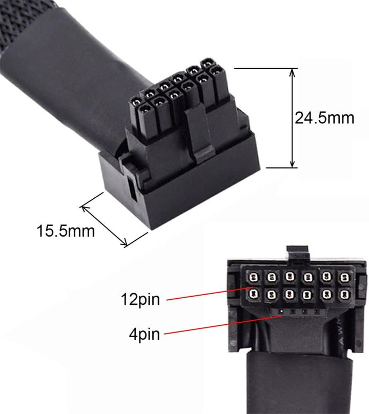 cablecc 12VHPWR ATX3.0 PCI-E 5.0 Power Modular Kabel Stecker zur weiblichen Verlängerung nach unten