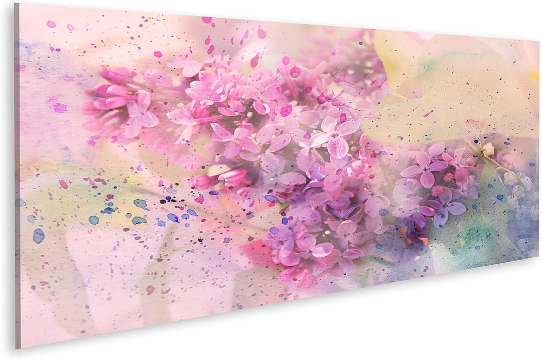 islandburner Bild auf Leinwand Aquarell Zweig Der Flieder Bilder Wandbilder Poster Leinwand 120x40cm