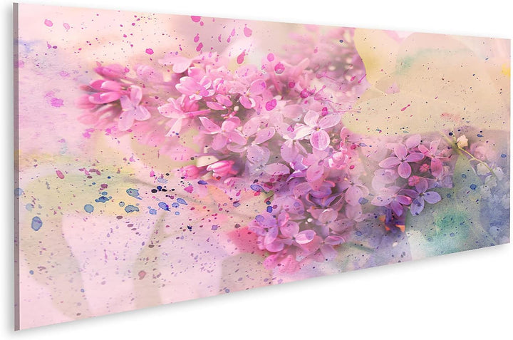 islandburner Bild auf Leinwand Aquarell Zweig Der Flieder Bilder Wandbilder Poster Leinwand 120x40cm