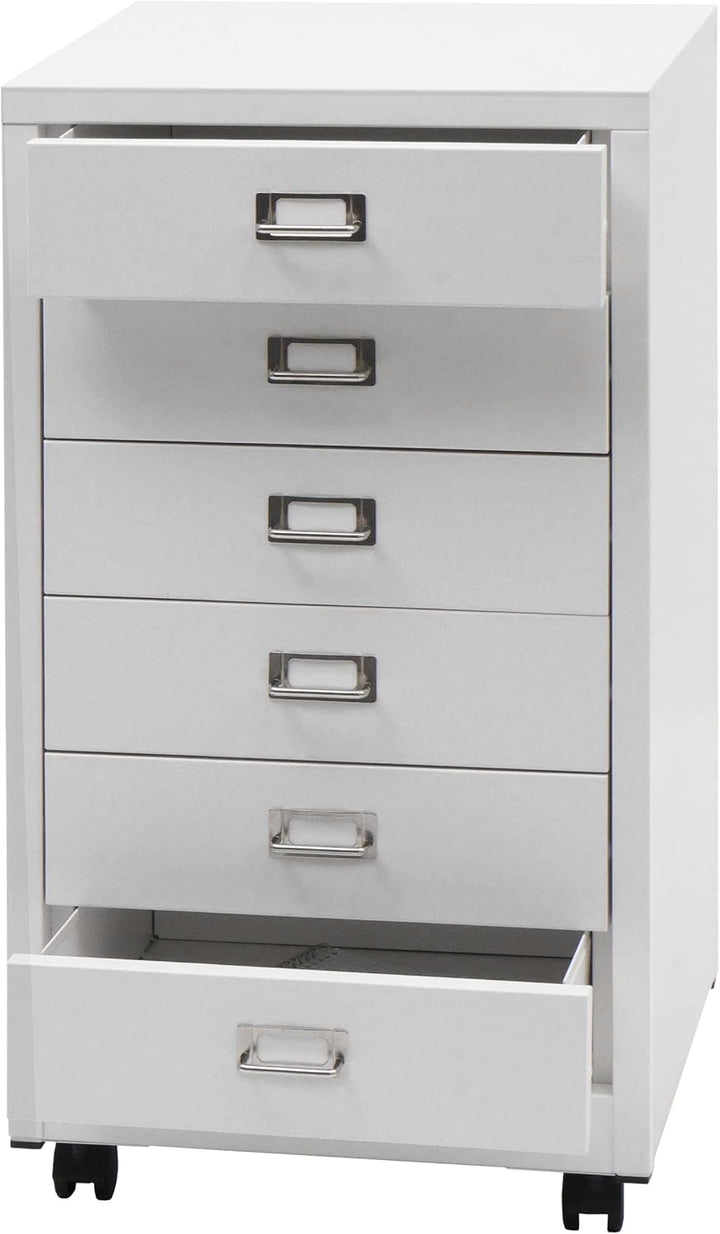 Mendler Rollcontainer HWC-L49, Schubladenschrank Stahlschrank Aktenschrank, Metall 75x40x41cm 6 Schu
