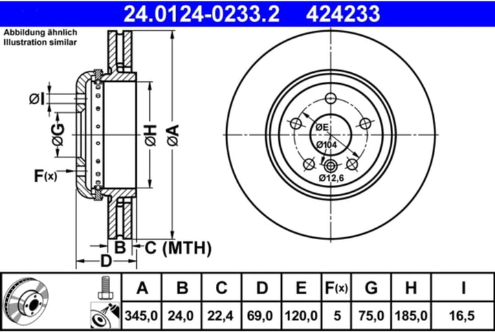 ATE 24.0124-0233.2 Bremsscheibe - 1 St.