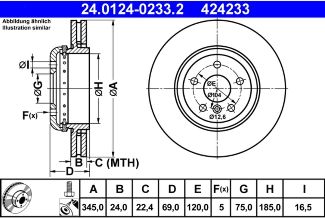 ATE 24.0124-0233.2 Bremsscheibe - 1 St.