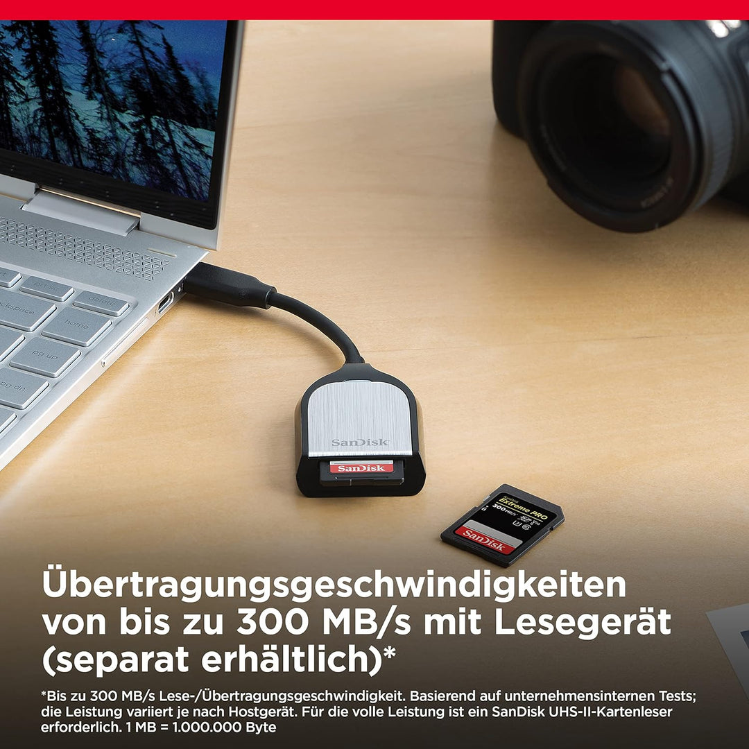SanDisk Extreme PRO SDHC UHS-II Speicherkarte V90 512 GB (300 MB/s, 8K-, 4K- und Full-HD-Videoaufnah