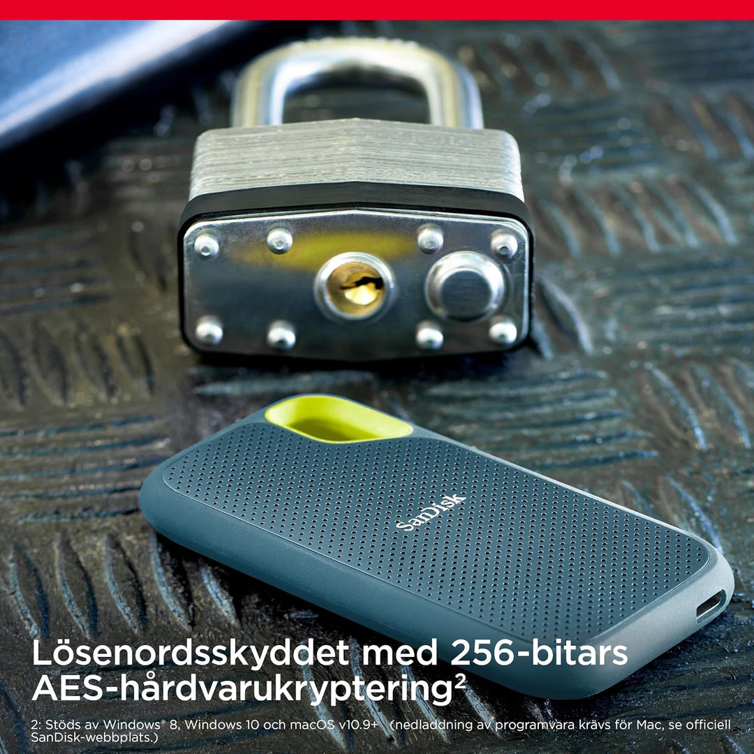 SanDisk Extreme Portable NVMe SSD 1 TB (USB-C, bis zu 1.050 MB/s Lesegeschwindigkeit und 1.000 MB/s