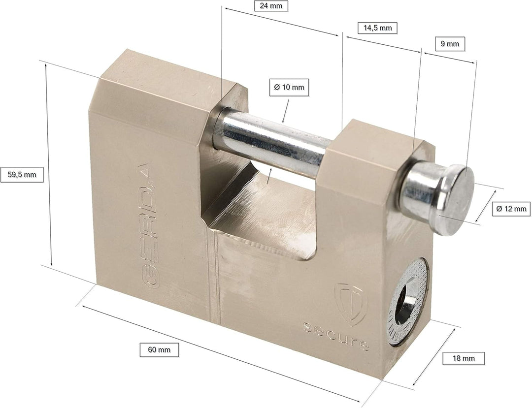 KOTARBAU® Verstärktes Messing-Vorhangschloss 60 mm Monoblock Vorhängeschloss mit Bolzen Einbruchsich