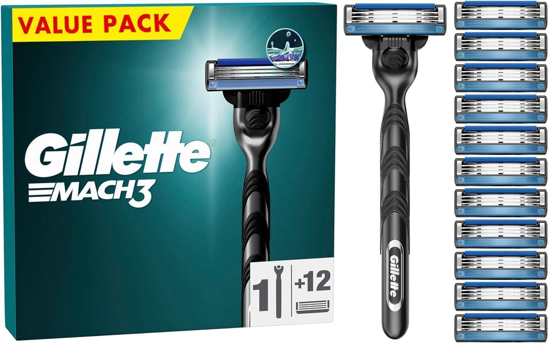 Gillette Mach3 Rasierklingen + 12 Rasierklingen Für Männer