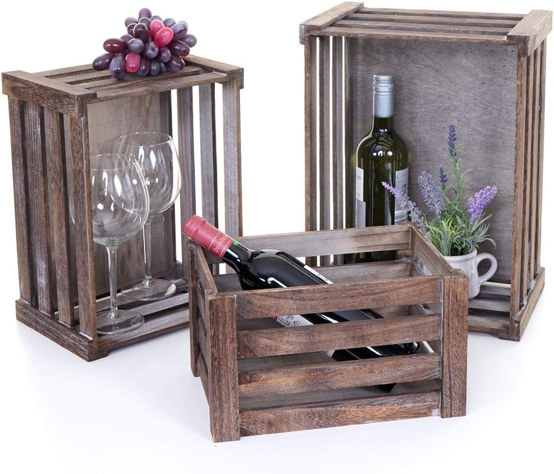 Mendler 3er Set Holzkiste HWC-C56, Weinkiste Dekokiste Aufbewahrungskiste Obstkiste, Shabby-Look Vin