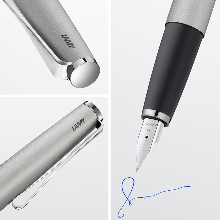 LAMY studio Füllhalter 065 - Füller aus rostfreiem Edelstahl, strichmattiert in der Farbe Silber mit