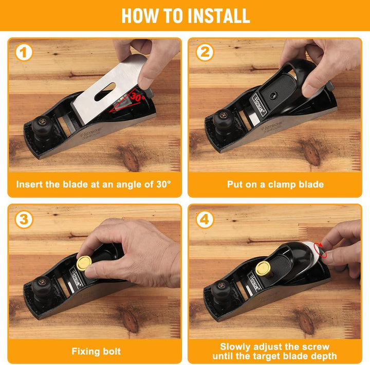 Hoteche Einhandhobel -175mm Körperlänge, 41mm Klingenbreite (Boden- und Seitenpräzisionsbearbeitung,