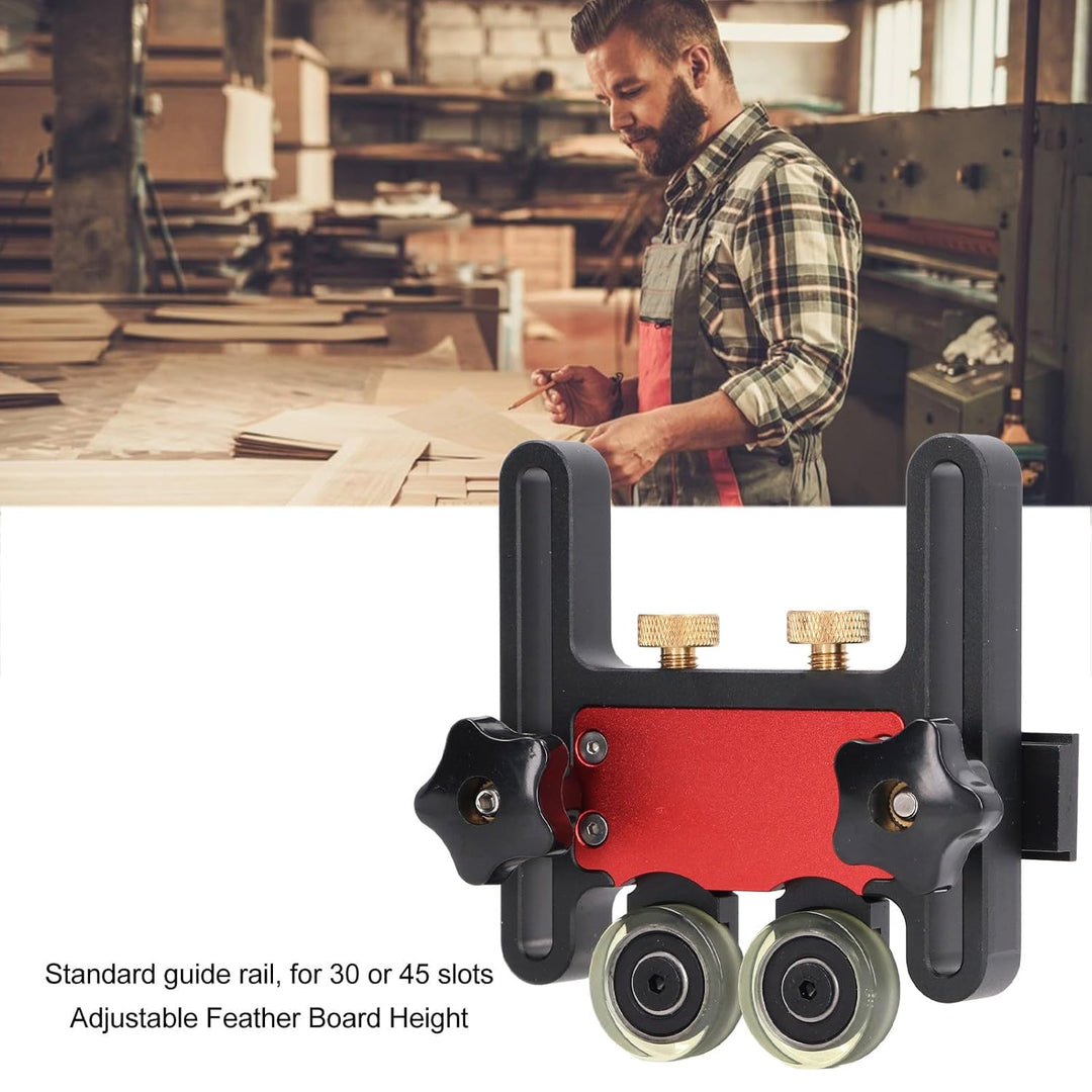 Featherboard Verstellbare Gleitrolle für Oberfräsen, Tischkreissägen, Frästische und Bandsägen, Holz
