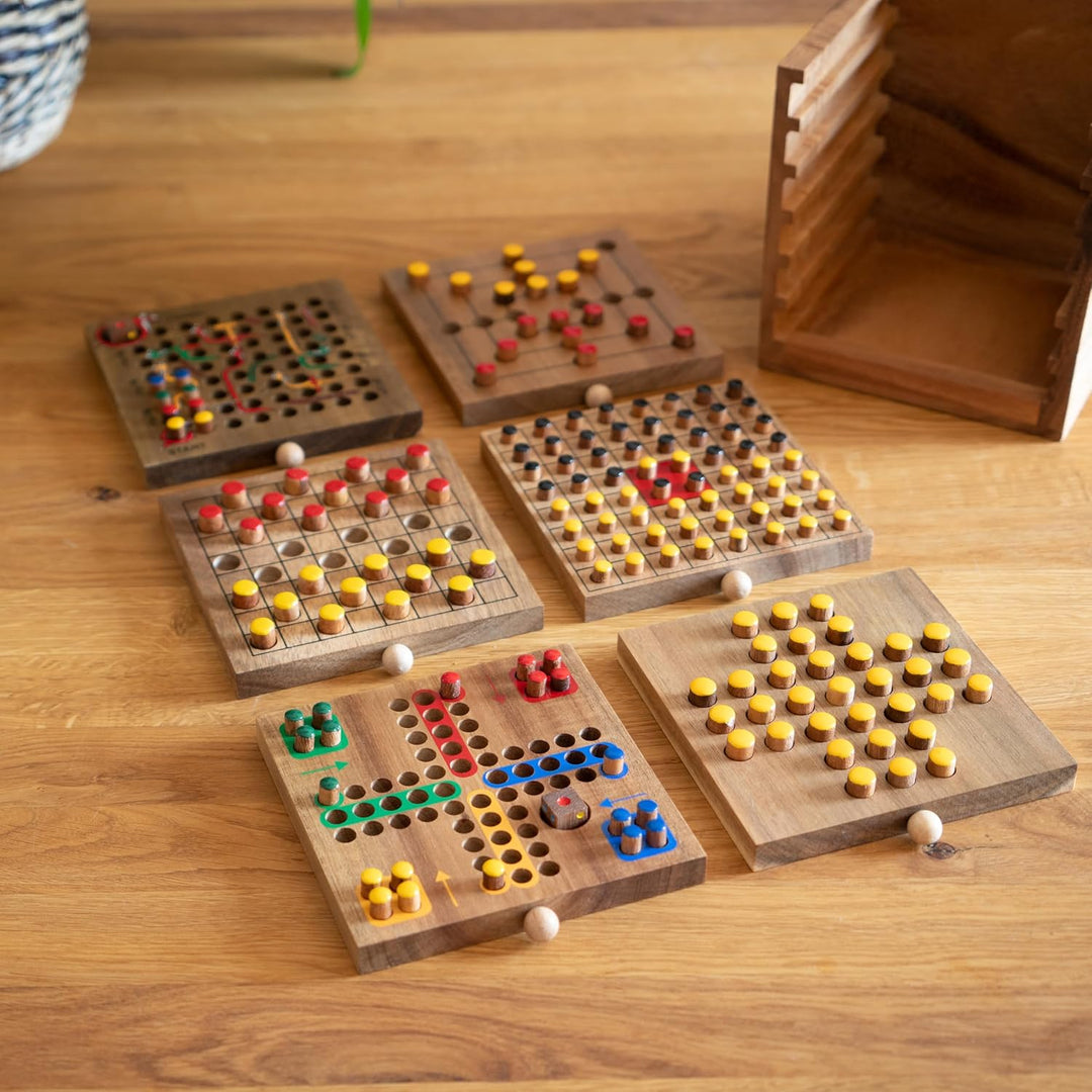 LOGOPLAY 403 – Spielesammlung 6 Spiele-Klassiker Solitär - Mühle - Schlange & Leiter - Dame - Ludo -