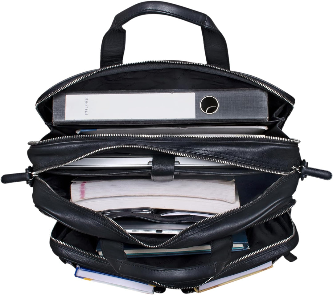 STILORD 'Remus' Ledertasche Umhängetasche Leder Aktentasche Gross 15,6 Zoll Laptoptasche abnehmbarer