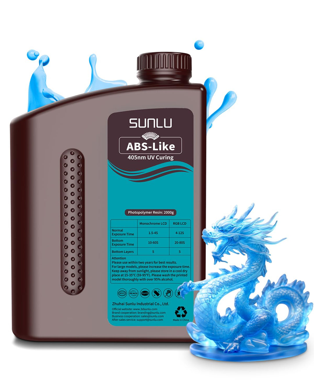 SUNLU ABS-Like 3D Drucker Resin 2KG, 405nm UV-härtendes Standard Photopolymer Schnellharz für den LC