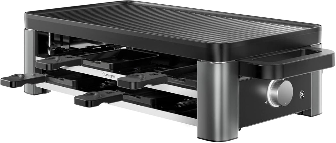 WMF Master Raclette Grill mit Keramikpfännchen und Schiebern, Raclette 8 Personen, 1500 W, mit Ablag