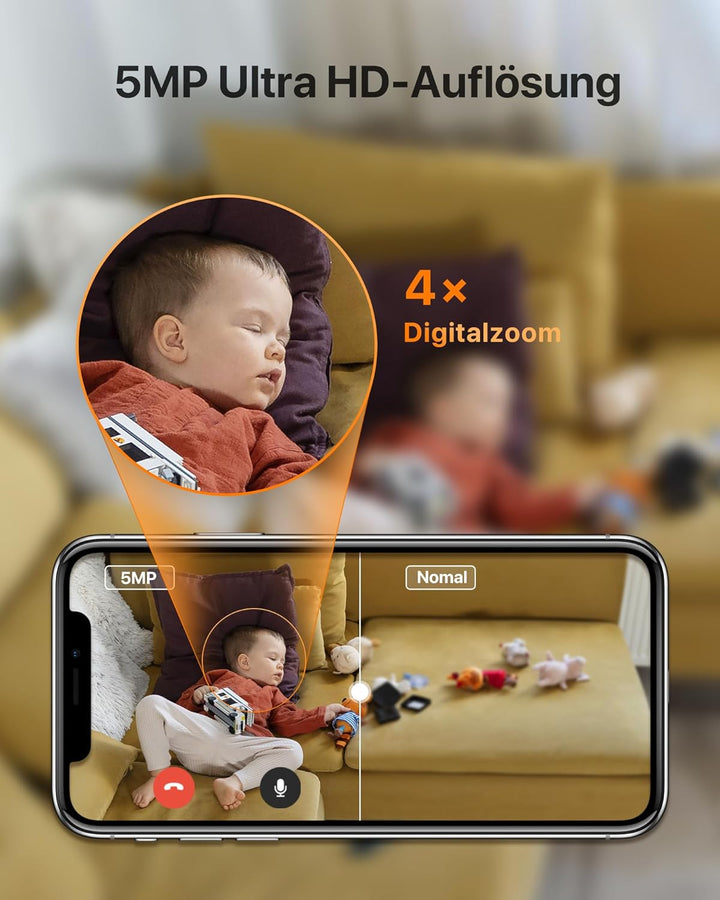 Tenda Überwachungskamera Innen CP3 V2.2, 360 Grad WLAN IP Kamera, 2-Wege-Audio, 1080P, Nachtsicht, T