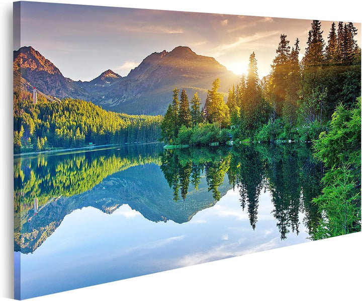 islandburner Bild auf Leinwand Bergsee Im Nationalpark Hohe Tatra Strbske Pleso Slowakei Bilder Wand