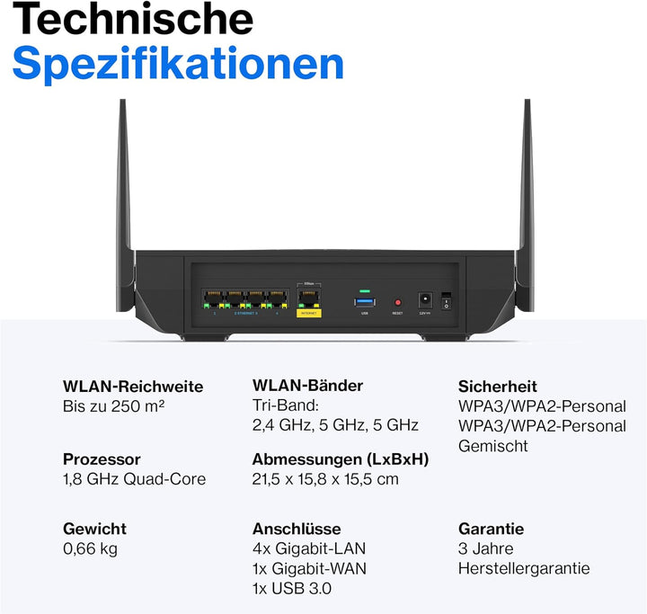 Linksys Hydra Pro 6E Tri‑Band WiFi-6E-Mesh-Router – 8-Stream-Router zum Gamen,Zugriff auf das 6-GHz-