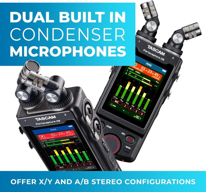 Tascam Portacapture X8 - Portabler 6+2-Spur High-Resolution 32-bit/192-kHz Rekorder & SanDisk Extrem