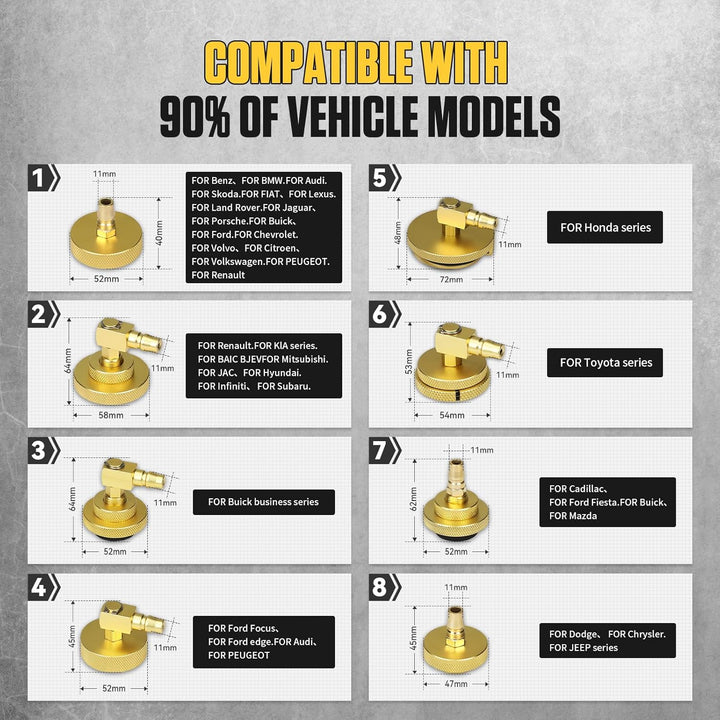 20-TLG Bremsenentlüftungsgerät Adapter mit 4 Quick Adapter, Bremsenentlüftungsadapter aus Metall für