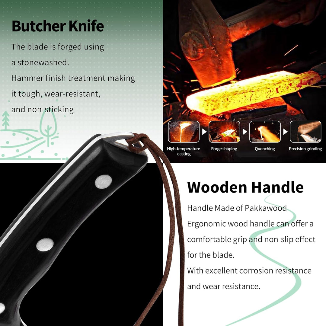 FULLHI Ausbeinmesser, Multi-Farben Griff Full Tang Küchenmesser, High Carbon Steel Carving Fishing D