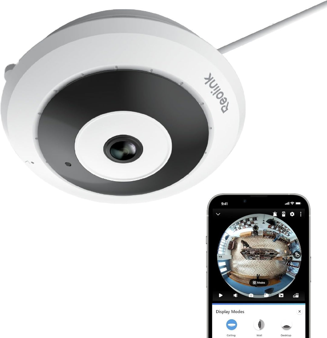 Reolink 6MP WLAN Überwachungskamera Innen, 360° Blick Panorama Fisheye Kamera mit 2,4/5 GHz WLAN, Pe