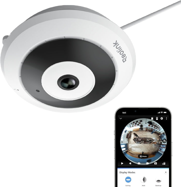 Reolink 6MP WLAN Überwachungskamera Innen, 360° Blick Panorama Fisheye Kamera mit 2,4/5 GHz WLAN, Pe