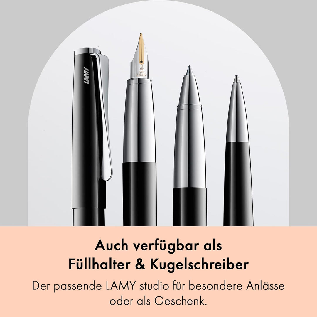 LAMY studio Tintenroller 368 - Rollpen aus Edelstahl in schwarzem Klavierlack mit hochglänzendem Gri