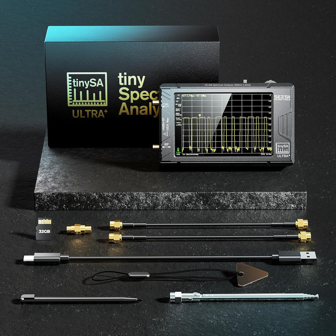 Seesii TinySA Ultra Spektrumanalysator, 2023 Aufgerüsteter Handheld-Frequenzanalysator 4,0'' 100kHz-