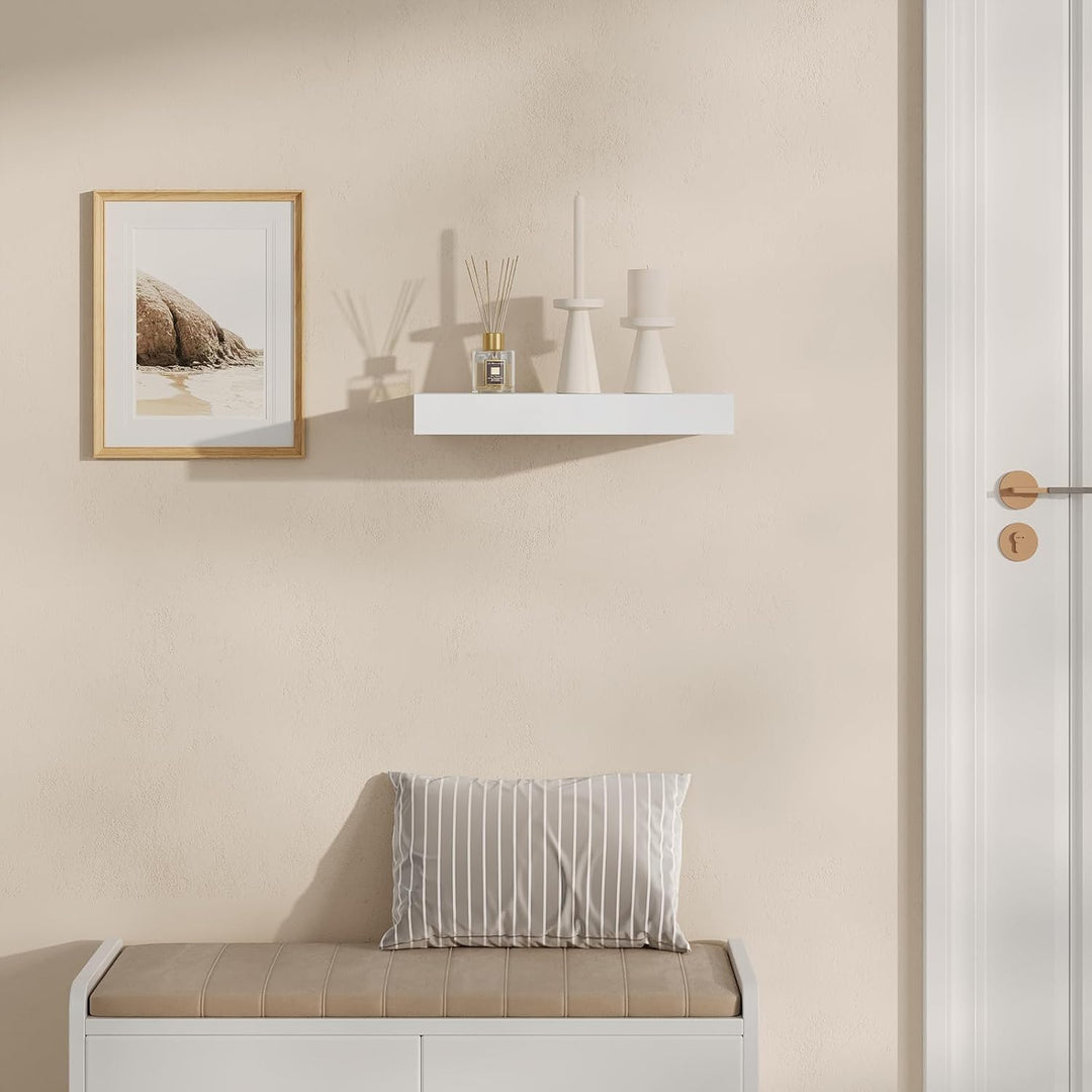 WOLTU Wandregal mit Schublade, Schweberegal Weiss, Regalbrett aus MDF, Wandboard für Wohnzimmer Schl