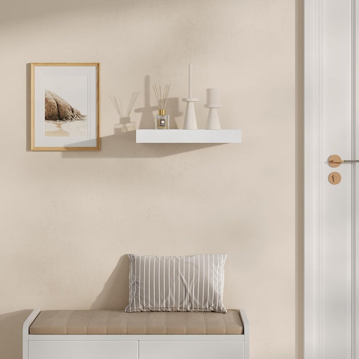 WOLTU Wandregal mit Schublade, Schweberegal Weiss, Regalbrett aus MDF, Wandboard für Wohnzimmer Schl