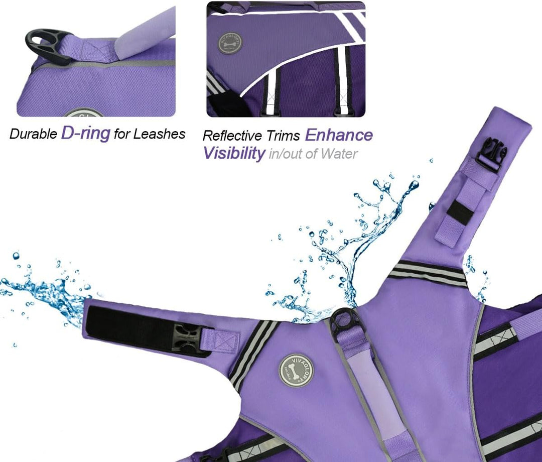 VIVAGLORY Sports Style Schwimmweste Hund, Hundeschwimmweste für Bootfahren, Auftrieb & Schwimmhilfe,