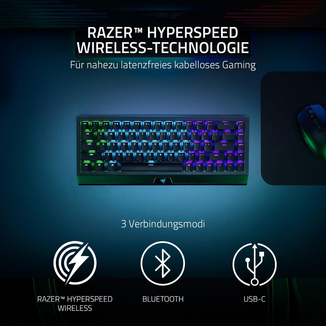 Razer BlackWidow V3 Mini HyperSpeed (Yellow Switch) - Kabellose 65% Mechanische Gaming Tastatur (Ger