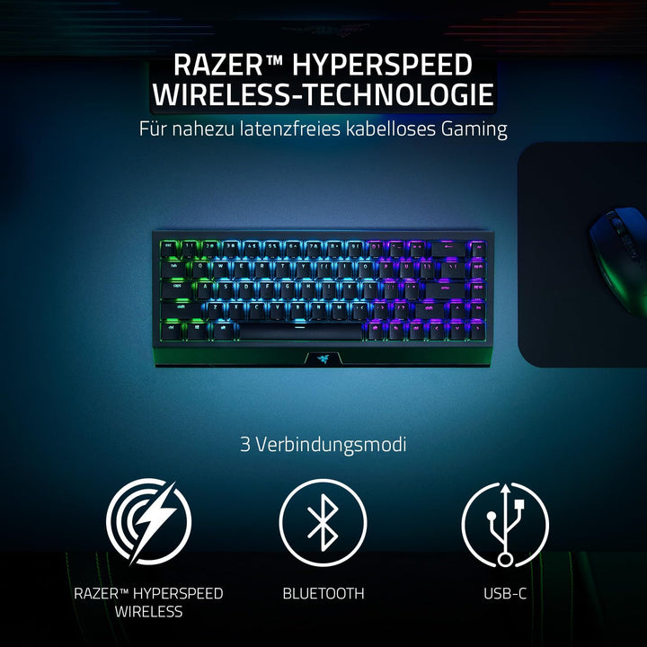 Razer BlackWidow V3 Mini HyperSpeed (Yellow Switch) - Kabellose 65% Mechanische Gaming Tastatur (Ger