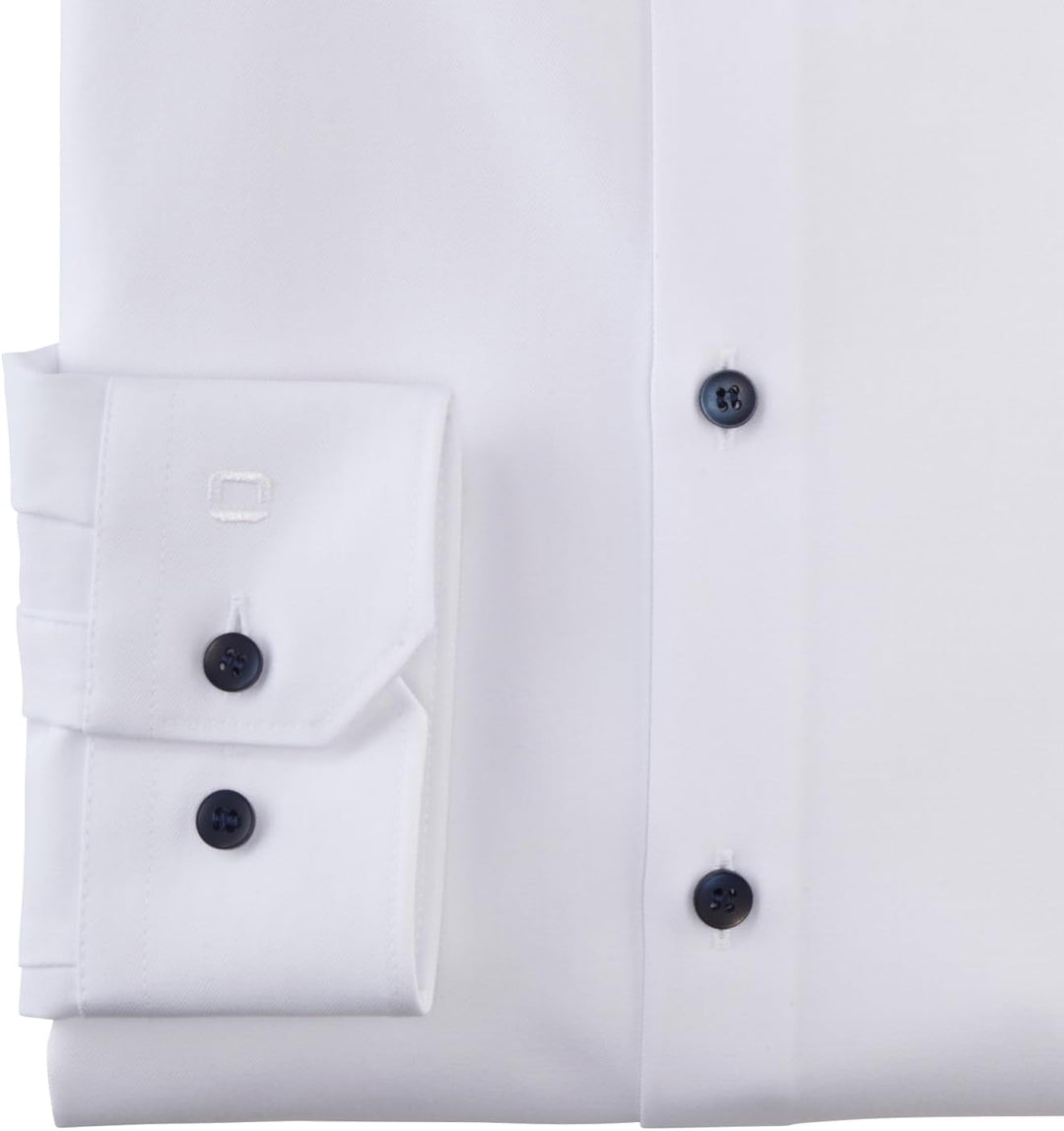 OLYMP Herren Oberhemd Langarm No.Six.24.Seven,Twill,super Slim,Modern Kent 44 Weiss 00, 44 Weiss 00