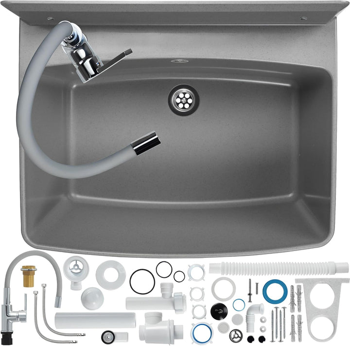 gospo Gartenwaschbecken, 55x42x22.5cm Haushaltsbecken aus hochqualitativem Polystyrol, Ausgussbecken