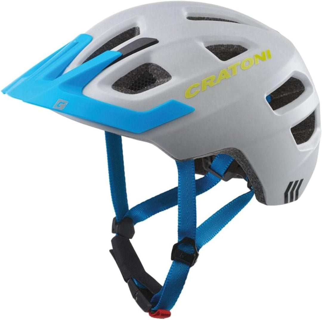Cratoni Kinderhelm Maxster Pro Fahrradhelm Kinderhelm Jugendhelm mit Rücklicht Grau/Blau Matt S, Gra