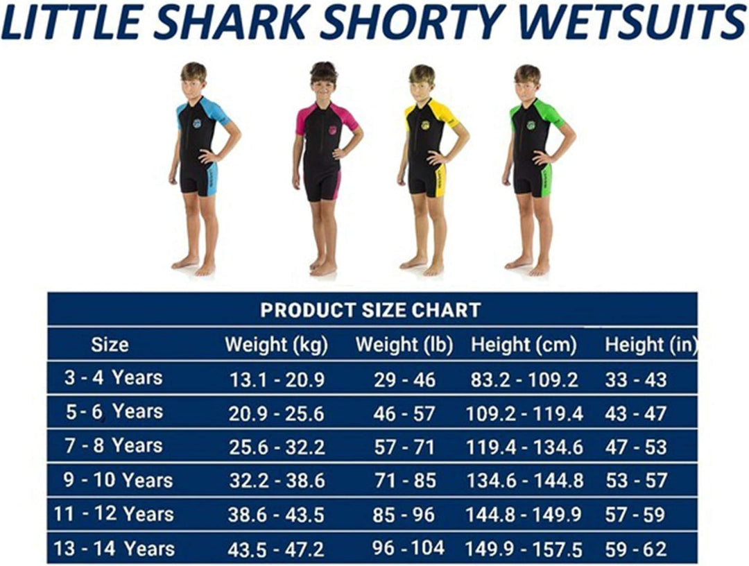 Cressi Little Shark Jr Shorty 2mm Neoprenanzug für Kinder, Aquamarine/Gelb 13/14 Jahre Kurzarm