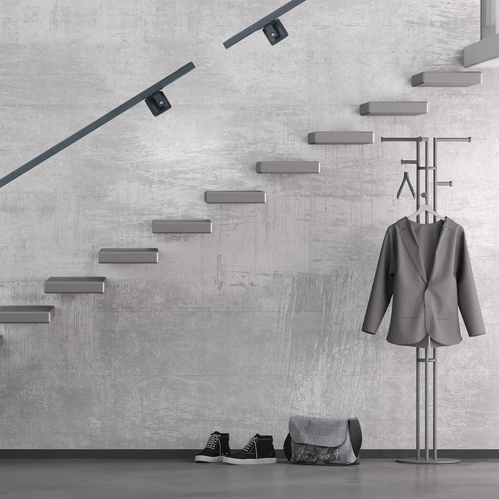 Relaxdays Handlauf eckig, matt, Treppengeländer innen, 100 cm, Treppenhandlauf mit Wandhalterung, mo