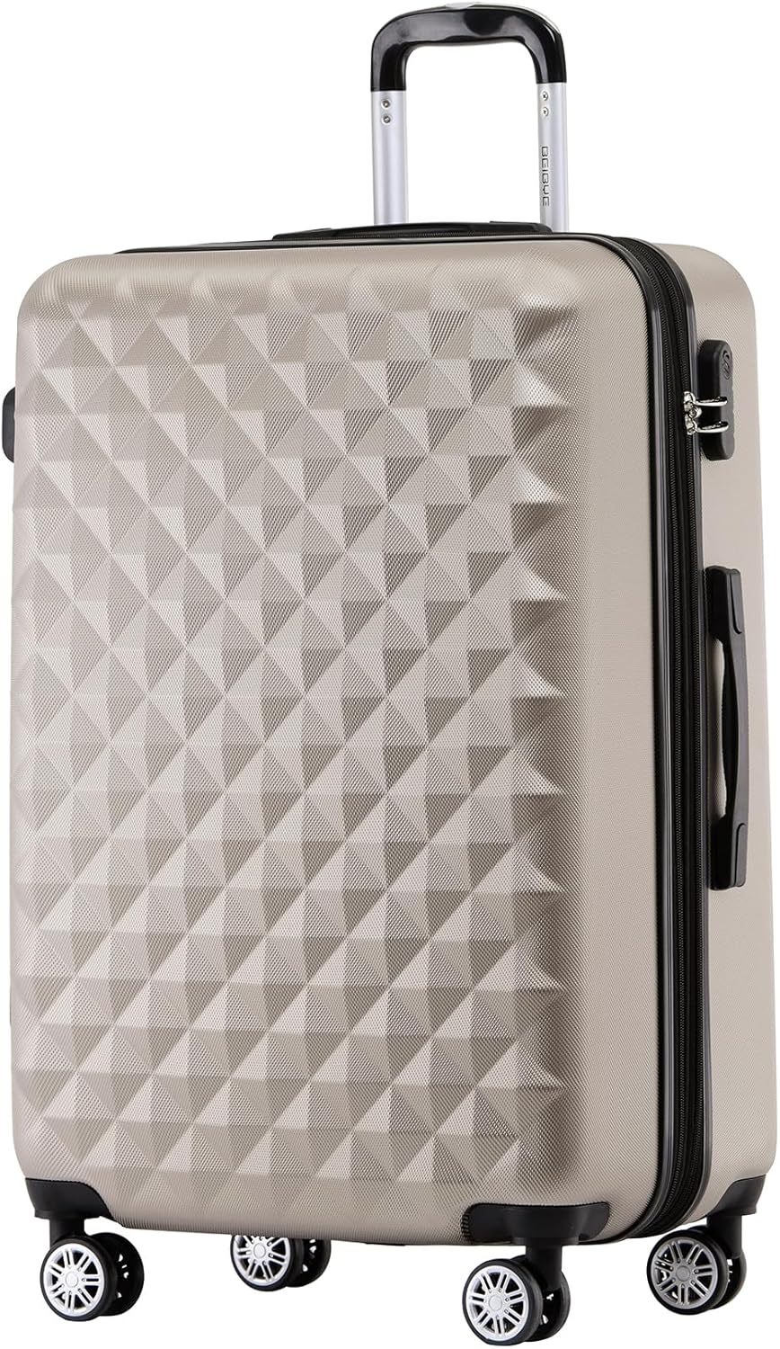 BEIBYE Zwillingsrollen 2066 Hartschale Trolley Koffer Reisekoffer Gepäck M-L-XL-Set (Champagner, XL)