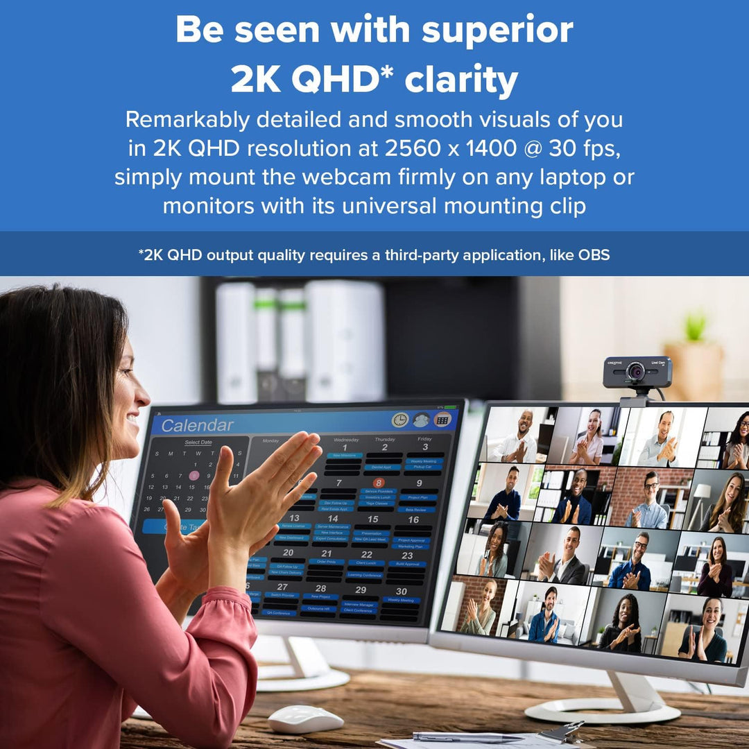 CREATIVE Live! Cam Sync V3 2K-QHD-USB-Webcam mit 4-fachem Digitalzoom und Mikrofonen, 1080p HD, bis