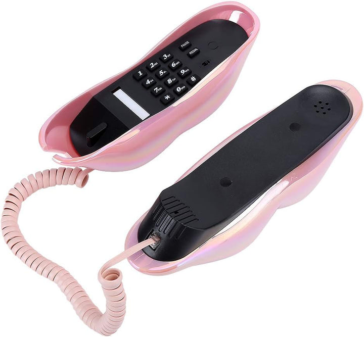 Lippen Festnetztelefon,Galvanisieren Pink Draht Festnetz Telefon,ome Desktop Kabelgebundenes Festnet