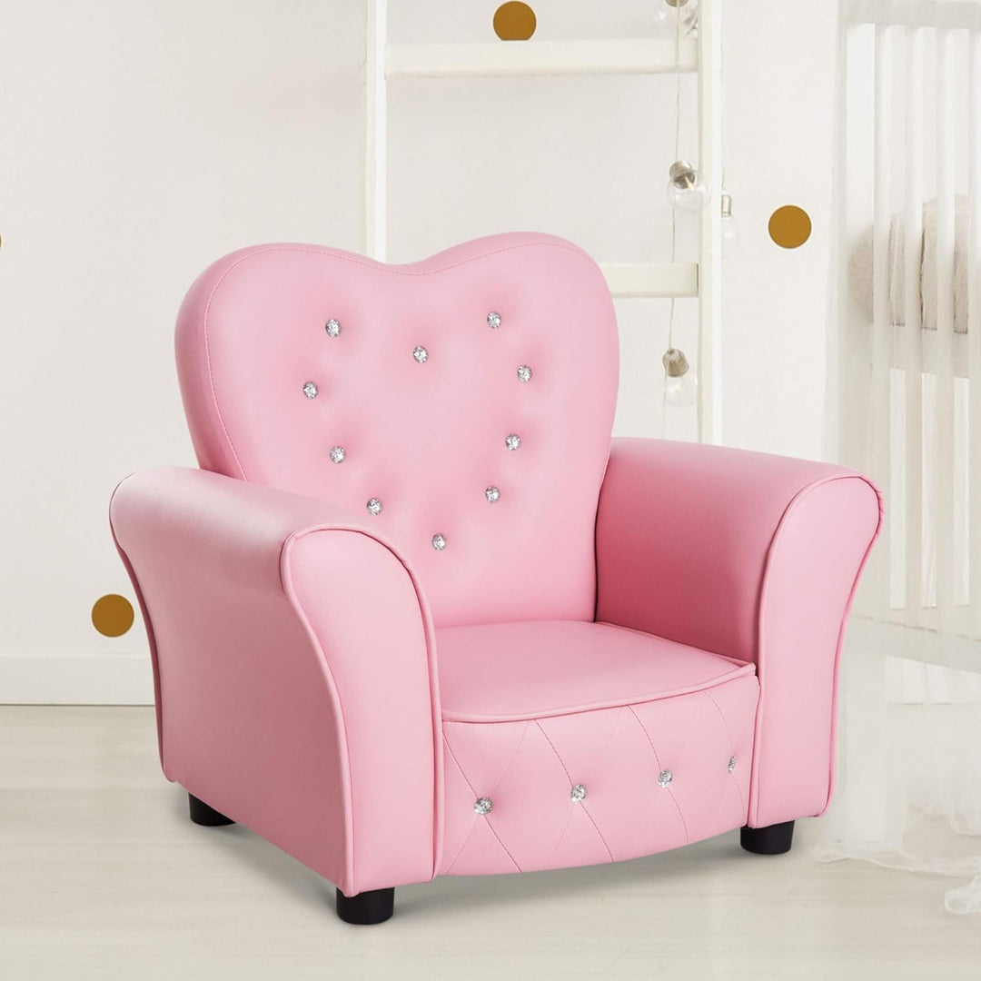 HOMCOM Kindersofa Kindersessel Prinzessin Minisofa Kinderzimmer Sofa herzförmig Rosa L59 x B41,5 x H