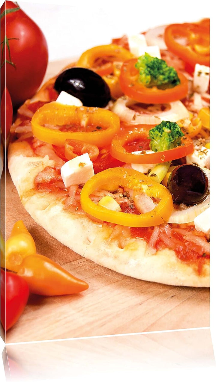 Pizza aus Italien, Format: 100x70 auf Leinwand, XXL riesige Bilder fertig gerahmt mit Keilrahmen, Ku