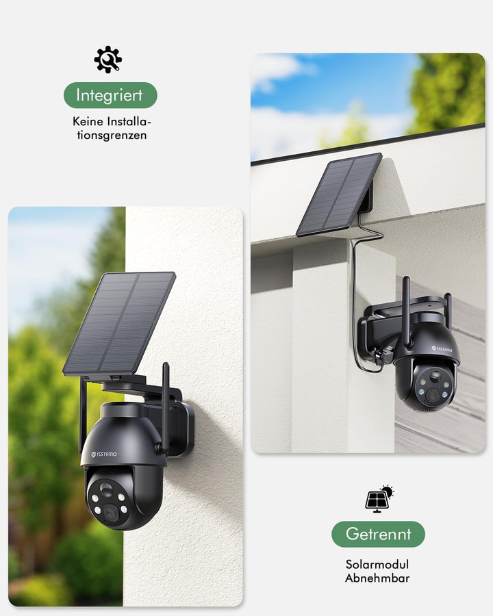 2K Überwachungskamera, WLAN, für den Aussenbereich, kabellos, Solar, 2,4 GHz, Solar-Kamera für den A