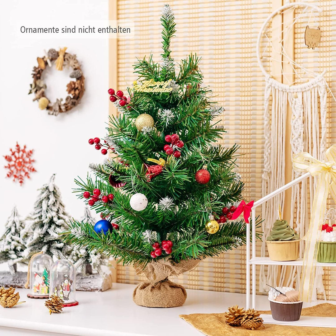 COSTWAY 60 cm Mini künstlicher Weihnachtsbaum, Kleiner Tannenbaum, Tisch-Christbaum mit 76 Spitzen,