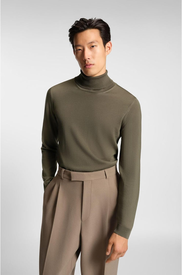 BOSS Herren Musso-P Regular-Fit Rollkragenpullover aus Merinowolle S Braun245, S Braun245