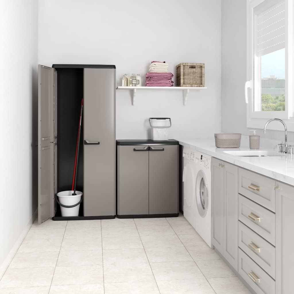 Keter Più Kunststoffschrank, hoch, anthrazit/schwarz, 68 x 39 x 166 cm Tall cabinet, Tall cabinet